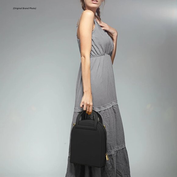 Unique Arch Satchel Crossbody, Black, Vegan Leather, Alkeme Atelier, "Earth" NWT - Picture 13 of 14